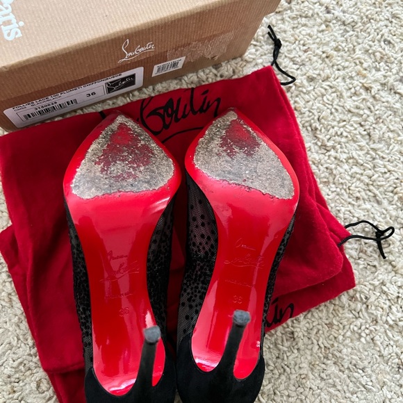 Christian Louboutin black heels with black suede dots - Picture 3 of 5